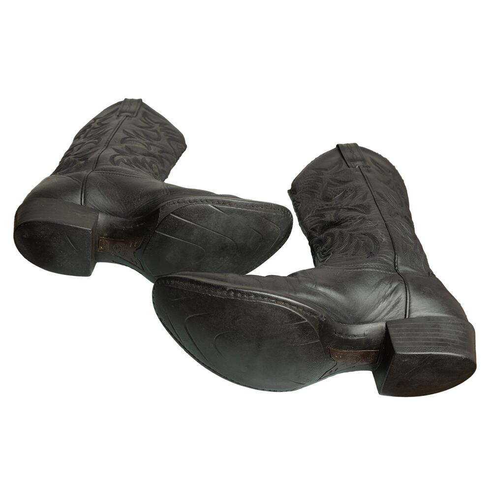 Men's Black Leather Ariat Heritage R Toe Western Cowboy Boots 34770 - 9EE - Picture 6 of 15